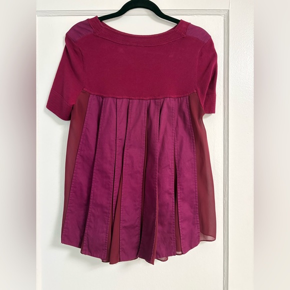 Anthropologie MOTH Backstory plum wine color blouse top Pleated Chiffon Sz med - Picture 3 of 9